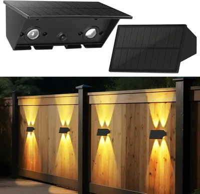 Image de ZMH Lampes solaires pour mur extérieur 2 PERSONNES Lampes solaires murales extérieures Lampes murales extérieures Blanc chaud lampes solaires murales étanches Up and Down éclairage lampe solaire pour clôture