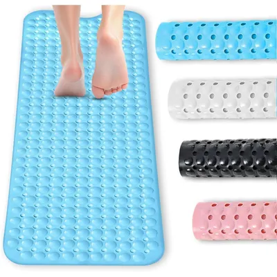 Productafbeelding van Antislip badmat, 100 x 40 cm, blauw, PVC/rubber, 300 zuignappen, machinewasbaar
