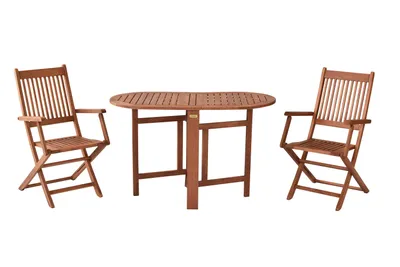 Produktbild von Merxx Gartenmöbel Set Rio 3tlg., 2 Klappsessel, Klappentisch 120 x 60 cm - Eukalyptus