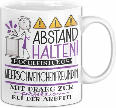 Produktbild von Meerschweinchenfreundin Tasse Geschenk Lustig Abstand Halten Hochleistungs-Meerschweinchenfreundin Mit Drang Zur Perfektion Bei Der Arbeit (Weiß)