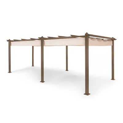 Obrázok produktu pre Blumfeldt Pavillon altánok, 3x6 m, kovový altánok z nehrdzavejúcej ocele so sťahovacou strechou, vodotesný, stabilný a odolný voči zime, odolná voľne stojaca pergola, záhradný altánok s UV ochranou a hliníkovým rámom