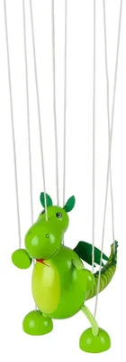Productafbeelding van Marionet dinosaurus - Volledig flexibel - Hout en stof - 38 cm
