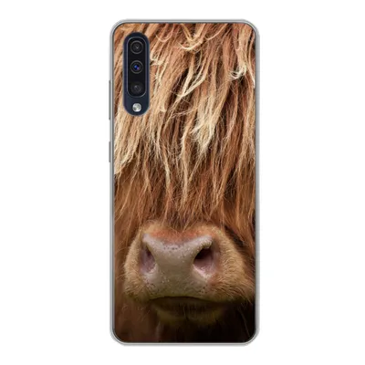 Produktbild von MuchoWow® Handyhülle Schutzhülle Hülle für Samsung Galaxy A30s Schottischer Highlander - Nase - Haare Silikon Softcase Handy Hülle - Karteninhaber