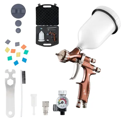 Produktbild von Benbow Lackierpistole PK80, Set 6-tlg., mit Koffer, 1,3mm Düse im set, Behälter 600ml, Druck 1,1 Bar