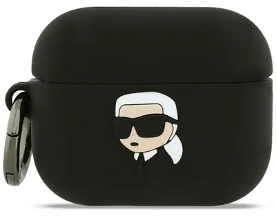 Produktbild von Schutzhülle für AirPods Pro 3, Karl Lagerfeld Silicone Karl Head 3D, Schwarz