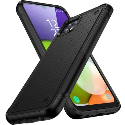 Obrázek produktu pro Pouzdro pro Samsung Galaxy A22 5G, vojenská kvalita, nárazuvzdorné hybridní 2v1 tvrdý PC a měkký TPU pouzdro černé