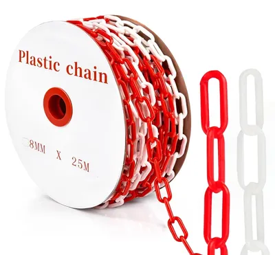 Absperrkette rot-weiß Kunststoff 25 m x 8 mm