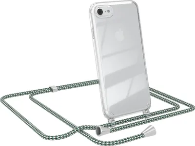 Produktbild von EAZY CASE Handykette kompatibel mit Apple iPhone SE 2020/2022, iPhone 7 / 8, Handyhülle mit Umhängeband, Handykordel, Schutzhülle Clear, Band in Grün