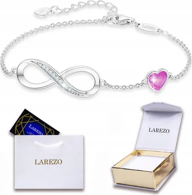 Obrázek produktu pro Stříbrný náramek Infinity Pink Heart Crystals 925 STŘÍBRO