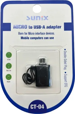 Produktbild von Adapter Micro-USB Buchse auf USB-A wandelt Micro-USB zu USB-A kompatibel mit Smartphone Schwarz