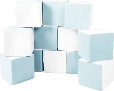 Image de Cubes set de 12 blocs de mousse Cubes set de 12 blocs de mousse (couleur : blanc, bleu (pastel))