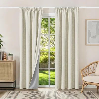 Produktbild von Omgoods – Verdunkelungsgardinen-Set, 2 Stück – Thermische und Kälteschutz – Hellbeige, 200 x 140 cm