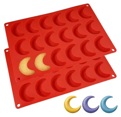 Image de Moules en silicone pour vanillekipferl, lot de 2, avec 18 cavités, antiadhésives et résistantes à la chaleur