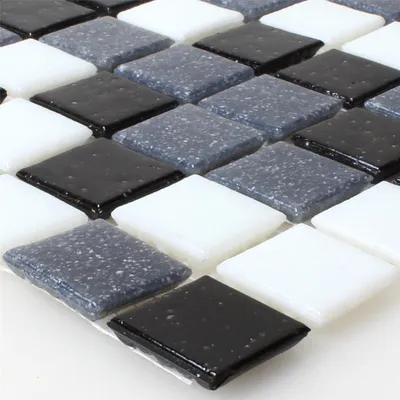 Produktbild von Mosaikfliesen Glas Weiss Grau Schwarz Mix