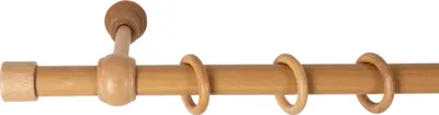 Produktbild von SN Deco - Stilgarnitur Gardinenstange Vorhangstange Cafiro, Holz, 28 mm, 1-Lauf, Komplettset mit Ringen, Farbe Eiche, 280 cm (2x140 cm)