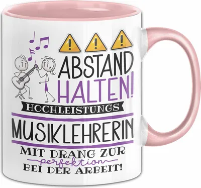 Produktbild von Musiklehrerin Tasse Geschenk Lustig Abstand Halten Hochleistungs-Musiklehrerin Mit Drang Zur Perfektion Bei Der Arbeit (Rosa)