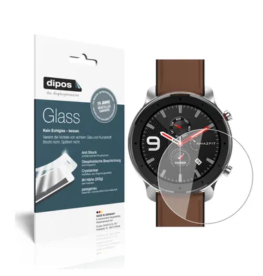 Produktbild von 2x Schutzfolie für Amazfit GTR 42mm Smartwatch - Anti-Shock 9H Folie dipos Glass Kunststoffglas