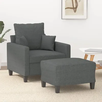 Produktbild von Sessel mit Hocker Dunkelgrau 60 cm Stoff