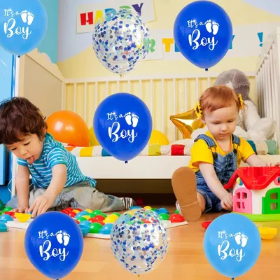 Immagine prodotto di Palloncini a elio, tema "È un bambino!", confezione da 12 pezzi, diametro 30 cm, decorazioni per festa di nascita