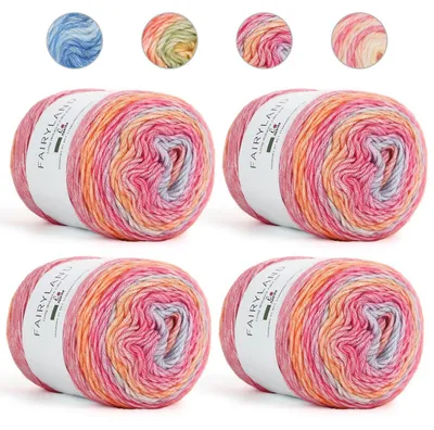 Image de Fil de dégradé pour le crochet, 400g, rouge-violet, composition : coton/acrylique/laine, longueur : 980 mètres