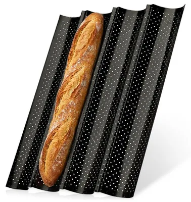 Immagine prodotto di Vilde | Teglia per 4 baguette 38 cm - Acciaio al carbonio - Rivestimento in granito - GRANITICA