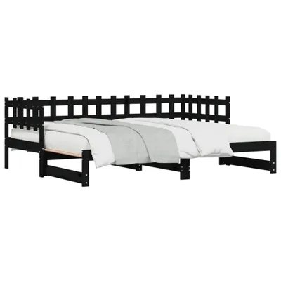 Obrázek produktu pro Rozkládací postel černá 2x(90x200) cm Masivní borovicové dřevo