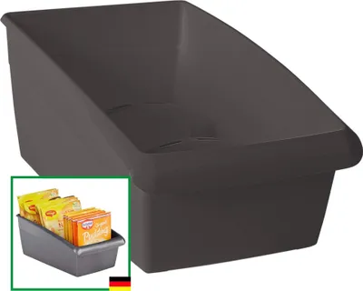 Immagine prodotto di Novaliv scatola per sacchetti per zuppa - 25 x 12 cm ANTHRAZITE GREY scatola per spezie - sistema di organizzazione per cassetti - conservazione di ingredienti per condimenti e pasticceria