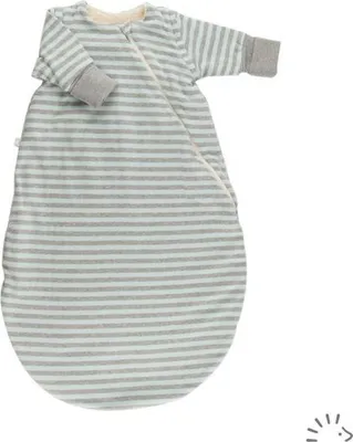 Produktbild von Popolini iobio Schlafsack Winterschlafsack Vario Interlock/Teddyplüsch GOTS Blue Grey Striped Blau Grau L=110cm