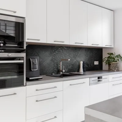 Produktbild von Dedeco Küchenrückwand Motiv: Beton V4, 3mm Aluminium Alu-Platten als Spritzschutz Küchenwand Verbundplatte wasserfest, inkl. UV-Lack matt, alle Untergründe, 260 x 60 cm