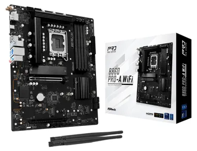 Zdjęcie produktu dla Asrock B860 Pro-A WiFi, Intel, LGA 1851 (Socket V1), DDR5-SDRAM, 256 GB, DIMM, Dwukanałowy