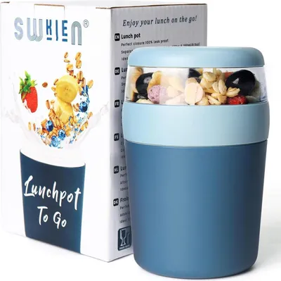 Produktbild von Swkien Joghurtbecher to go auslaufsicher 750ml Spülmaschinenfest inkl. Löffel