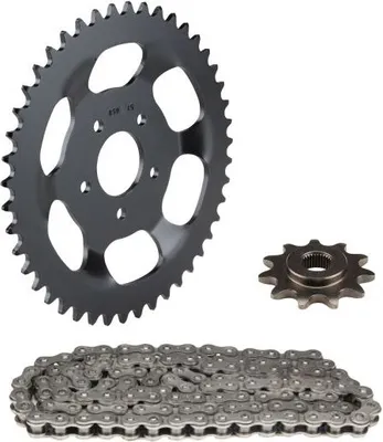Obrázek produktu pro Sada řetězu, 3dílná, černá, 11/45 zubů, pro Zündapp ZD 20 typ 446-400 (od výrobního čísla 9030749-9199883) – Citomerx