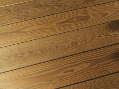 Produktbild von WOODTEX | 3,60 m | Braun 21x145 mm Terrassendiele Thermoesche, Thermoholz Dauerhaftigkeitsklasse 1, Glatte Oberfläche, Fugenlos Montage mit Clip System, Formstabil und Witterungsbeständig