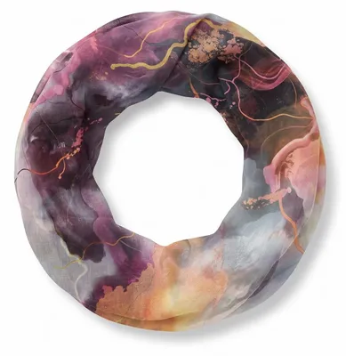 Imagen del producto de styleBREAKER: Bufanda circular para mujer, diseño "Acuarela Glow". Bufanda tubular ligera de 83x48 cm, confeccionada en viscosa suave. Pañuelo bohemio y colorido, ideal para la primavera y el verano