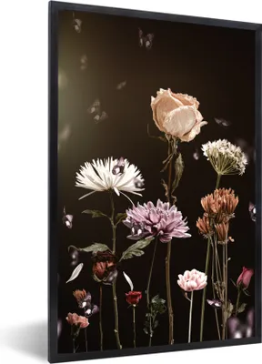 Produktbild von MuchoWow® Gerahmtes Poster Stillleben - Farben - Blumen 60x90 cm - Poster mit Schwarzem Bilderrahmen Wandposter Rahmen Foto Bilder - Kunst