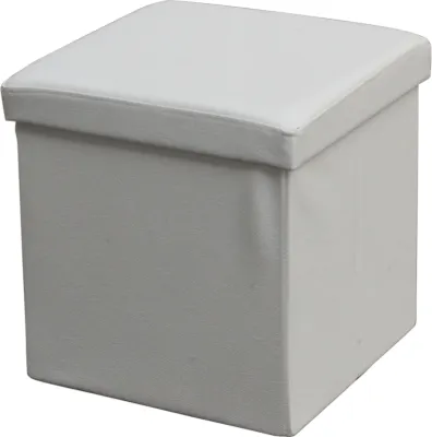 Produktbild von Echtwerk EW-SW-0440 Sitzwürfel, StoreCube, faltbar, circa 38 x 38 x 38 cm Kunstleder, Aufbewahrungsbox, weiß