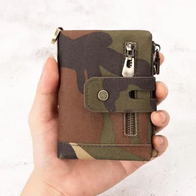 Produktbild von Trifold Canvas Wallet Slim Credit Card Small Women Wallet Genuine Leather RFID Blocking Bifold Purse with ID Window and Card Case Purse, Grün, modisch