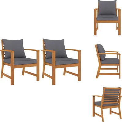 Image de vidaXL Chaises de jardin 2 pcs. avec coussin gris foncé acacia bois massif - Chaises de jardin