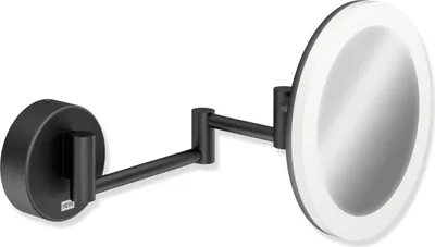 Produktbild von HEWI Kosmetikspiegel, beleuchtet, einseitig konkav, Wandanbindung matt schwarz