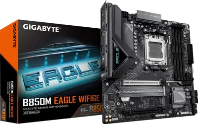 Produktbild von GIGABYTE B850M EAGLE WIFI6E Mainboard - AMD Ryzen 9000 Serie CPUs, 8+2+2 Phasen Digital-VRM, bis zu 8200MHz DDR5 (OC), 1xPCIe 5.0 + 1xPCIe 4.0 M.2, Wi-Fi 6E, 2.5GbE LAN, USB 3.2 Gen 2, AMD, Sockel AM5, AMD Ryzen 7000 Series, AMD Ryzen 8000 Series, AMD Ryzen 9000 Series, Sockel AM5, DDR5-SDRAM, 256 GB