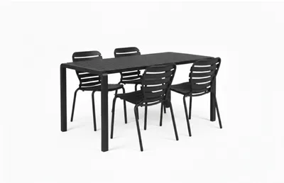 Produktbild von Zuiver Vondel Gartenset für 4 Personen – Gartentisch + 4 Stühle Schwarz