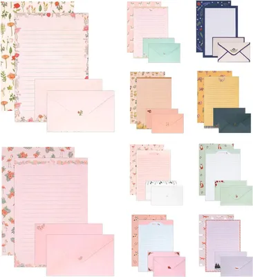 Produktbild von Briefpapier und Umschlag Set 90 Teile, 30 Umschläge und 60 Blätter, für Einladungen