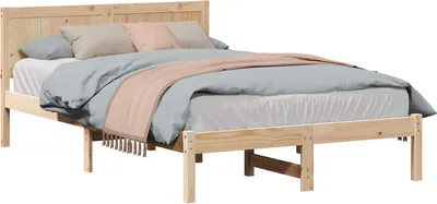 Produktbild von vidaXL Bettgestell Braun 135 x 190 cm Massivholz Kiefer