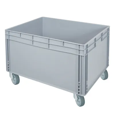 Produktbild von Stapelbehälter mit 2 Griffleisten und 4 Lenkrollen,  LxBxH 800 x 600 x 545 mm, Farbe grau