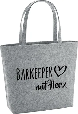 Produktbild von Huuraa Filzshopper Barkeeper mit Herz 22 Liter Grey Melange Filztasche Geschenkidee