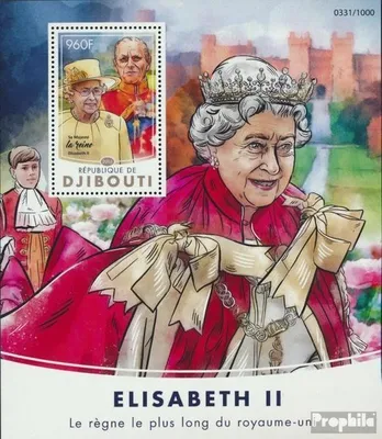 Produktbild von Briefmarken Dschibuti 2016 Mi Block 202 (kompl. Ausg.) postfrisch Königin Elizabeth II