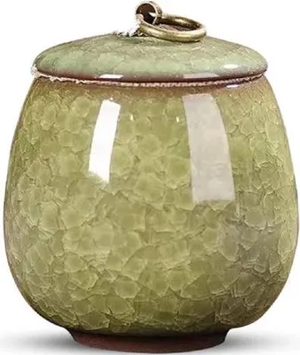Immagine prodotto di Mini urna Luxe 170 ML in Vetroceramica - Urna per la cremazione di animali o persone - Verde chiaro, decorativa e unica