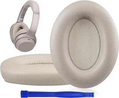 Image de Coussinets professionnels pour casques supra-auriculaires, compatibles avec le Sony WH-1000XM3, en cuir protéiné souple, mousse à mémoire de forme isolante, extra-épais, dorés