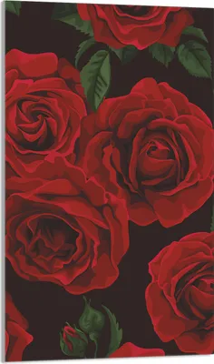 Produktbild von Herdabdeckplatte 30x52 Glaskeramikkochfeld Abdeckung Spritzschutz Glasplatte Deko Schneidebrett, Rosen Rot