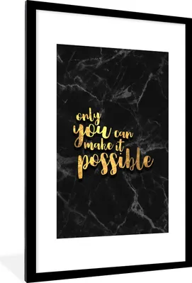 Produktbild von MuchoWow® Gerahmtes Poster Zitat - Motivation - Marmor - Gold 60x90 cm - Poster mit Schwarzem Bilderrahmen Wandposter Rahmen Foto Bilder - Dekoration - Wandposter Wohnzimmer - Hochwertig
